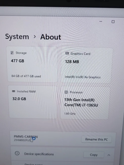 Thinkpad X1 CARBON GEN 11 | EVO vPRO CORE i7 1365U | 32GB RAM | 512GB NVMe SSD | IRIS XE