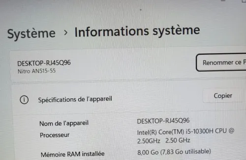 GAMING ACER 15.6 144Hz | INTEL CORE i5-10300H | NVIDIA RTX 3050 4GO | 8GB RAM | 512 SSD