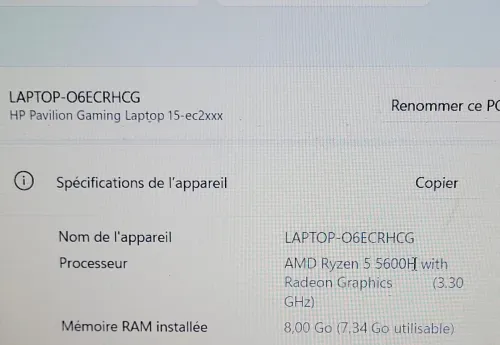 Gaming HP PAVILION | RYZEN 5 5600H | NVIDIA RTX 3050 Ti 4GB | 8GB RAM | 512GB NVMe