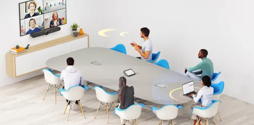 Logitech MeetUp sans fil | Ultra HD 4K/1080p/720p | Webcam Visioconférence panoramique / inclinaison | 3 Microphones/Haut-Parleur Personnalisables