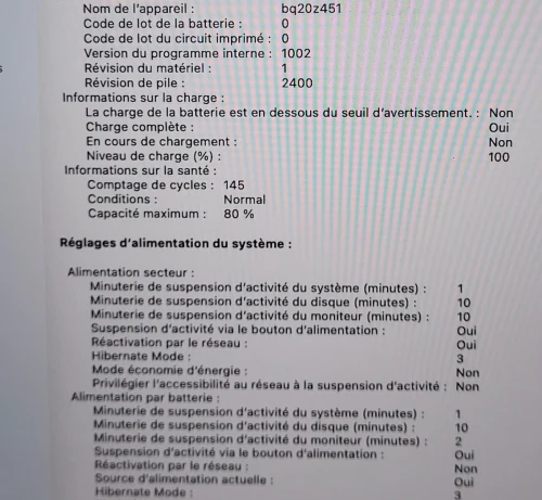 MacBook Pro M1 Gris Sideral | CPU M1 8C | 8GB RAM | 512GB SSD | COMPTAGE CYCLES 145
