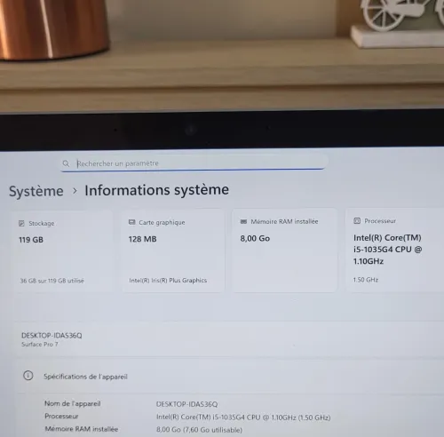 Microsoft Surface Pro 7 INTEL CORE i5 1035G4 - 8GB RAM - 128 NVMe SSD