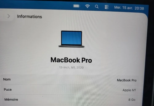 MacBook Pro M1 Gris Sideral | CPU M1 8C | 8GB RAM | 512GB SSD | COMPTAGE CYCLES 127 | MDM BYPASSED