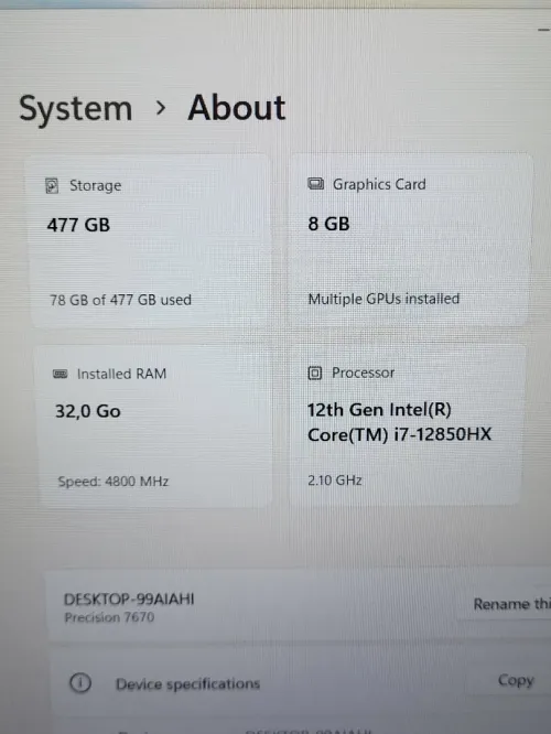 DELL PRECISION 7680 | INTEL vPRO CORE i7-12850HX | NVIDIA RTX A2000 8GB GDDR6 | 32GB RAM | 512GB NVMe SSD | Workstation