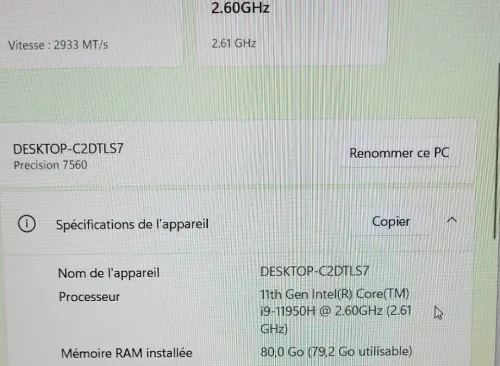 DELL PRECISION 7560 | i9-11950H | RTX A2000 4GB | 64B RAM | 2TB NVMe SSD | WORKSTATION