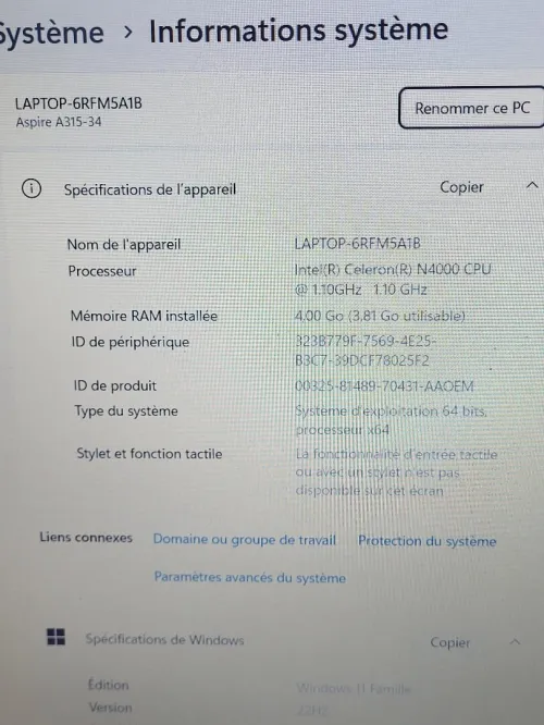 ASUS ASPIRE 3 15.6'' FHD | INTEL CELERON N4000 | 4GB RAM | 256GB NVMe SSD | INTEL UHD GRAPHICS