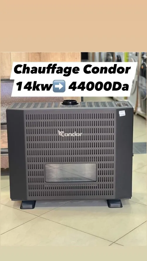 Chauffage à gaz Condor Caldo+ 10kw 28000Da/ 12kw 33000Da/ 14kw 44000Da avec détecteur de monoxyde 