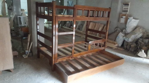 Lit superpose en bois Rouge