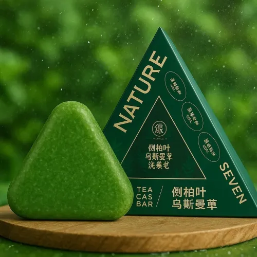 Seven Green shampoing solide à mousse dense pour des cheveux brillants et forts الصابون الصيني الأخضر