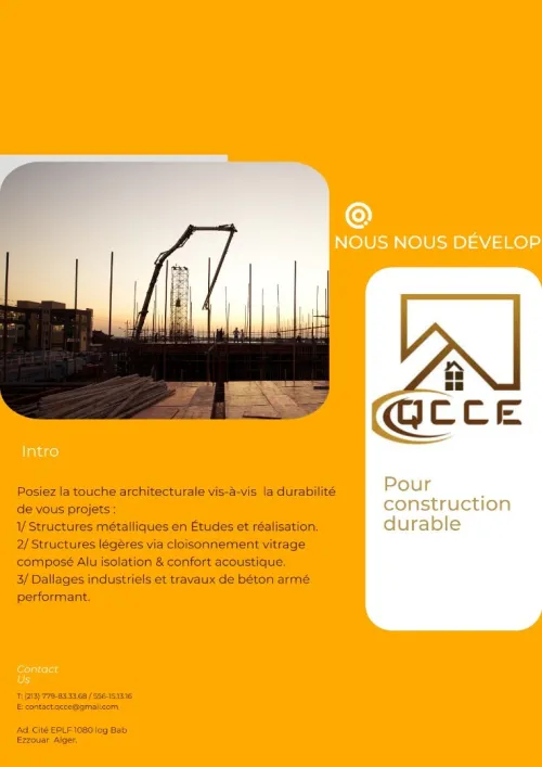 Construction Travaux de bâtiment industriels et habitation béton armé et construction métallique