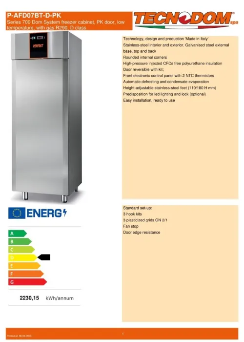 Armoire nègative 700L technodom