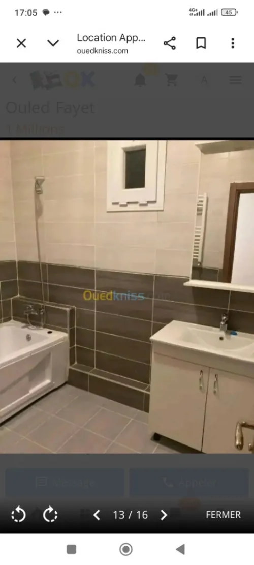 Location Appartement F5 Alger Ouled fayet