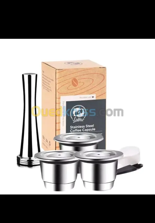 Capsules de café Nespresso réutilisable 1capsule 1500da.  / Pack 4200das, tasse en inox ìCafilas