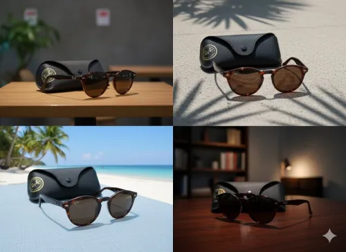 Ray-Ban Taille 50 -Rond -Marron Leaopard