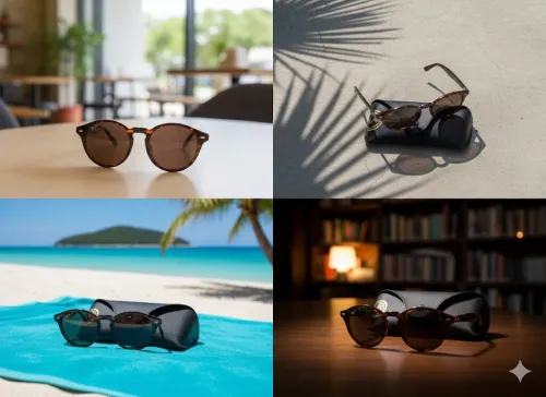 Ray-Ban Taille 50 -Rond -Marron Leaopard