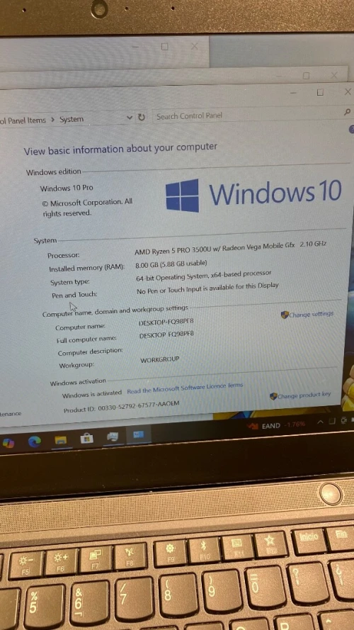 LENOVO T495 RYZEN 5 pro 3500U 8RAM 256SSD
