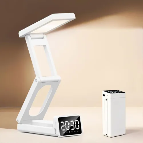 Lampe De Bureau Rechargeable Sans Fil Avec Réveil Led Et Power Bank 10 000 Ma