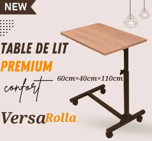 طاولة متحركة متعددة الاستخدامات قابلة لتعديل   table en bois pliante VersaRolla