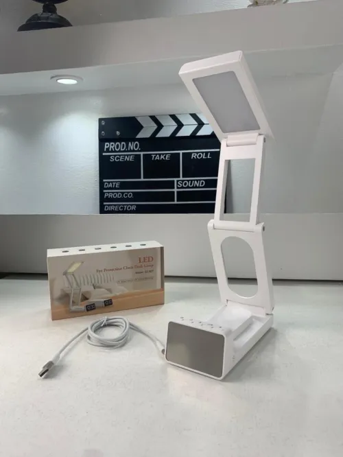 Lampe De Bureau Rechargeable Sans Fil Avec Réveil Led Et Power Bank 10 000 Ma