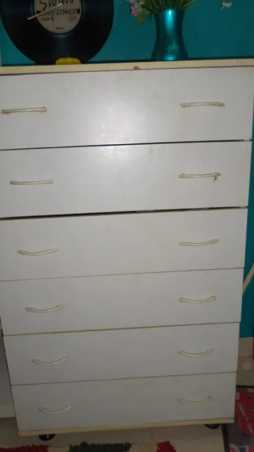 1 Commode blanche 6 tiroirs 