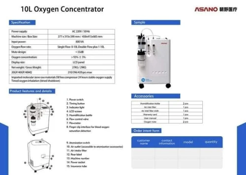 Concentrateur d'oxygène 10 litres double sortie