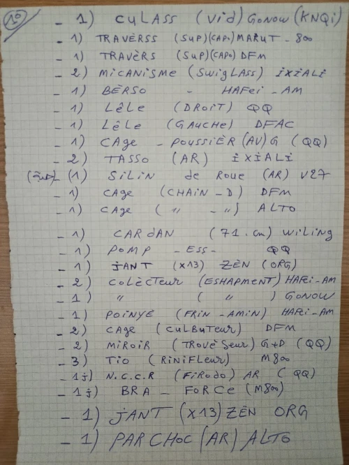 Lot de Pièces détachées auto