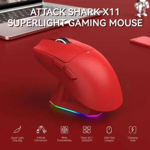 souris attack shark X11 blanc Noir