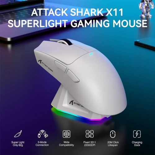 souris attack shark X11 blanc Noir