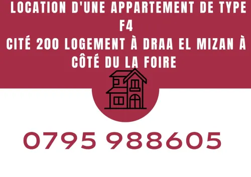 Location Appartement F4 Tizi Ouzou Draa el mizan