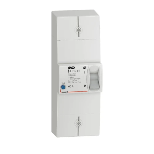 Disjoncteur de branchement différentiel 500mA instantané intensité 30-60A 220v BACO
