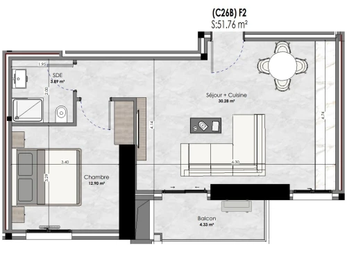 Vente Appartement F2 Alger Belouizdad