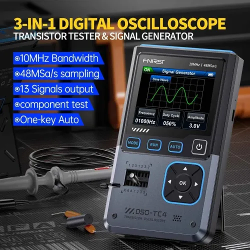 FNIRSI DSOTC4 Oscilloscope Numérique 3en1 avec Générateur de Signal & LCR Testeur de Composants