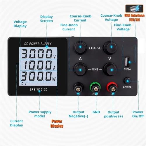 ALIMENTATION LABO ROGRAMMABLE KUAIQU-SPS-W3010D (30V ~ 10A)