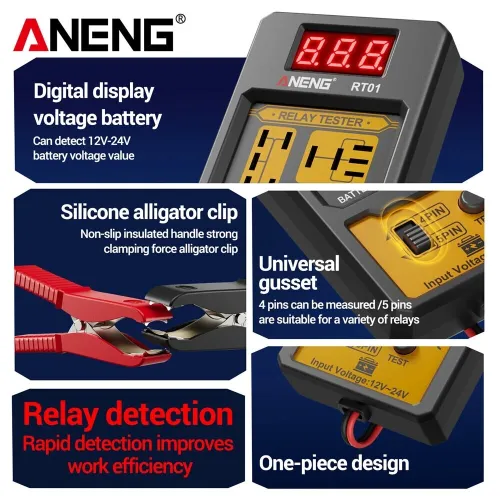 ANENG RT01 Testeur de Relais Automobile Digital & Outil de Diagnostic de Batterie