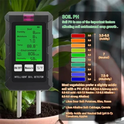 testeur de sol 6 en 1 pH température humidité lumière du soleil détecteur d'humidité de l'air jardinage Soli A