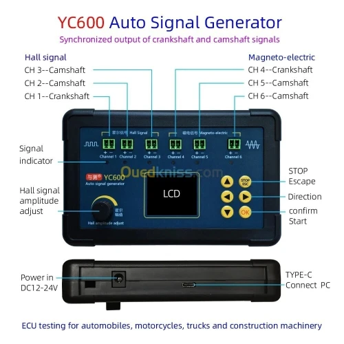 YC600 générateur de Signal automatique à Six canaux ECU testeur d'entretien informatique vilebrequin arbre à cames moto CKP CMP simulateur de Signal