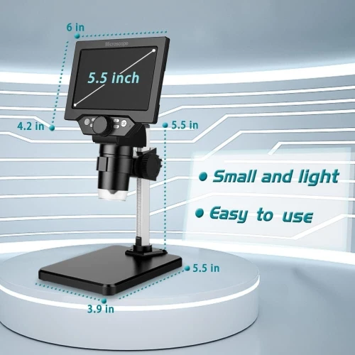 Microscope numérique G1000 1-1000X LCD 5.5 pouces HD Portable 8 LED 10MP arduino 