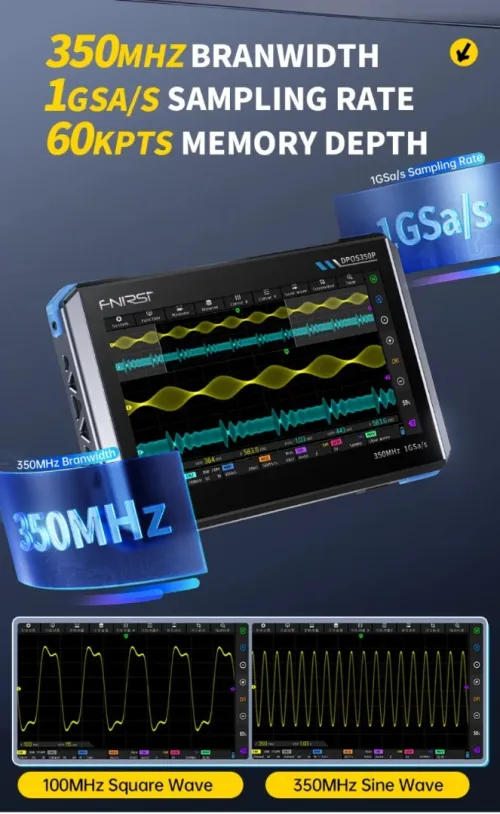 FNIRSI DPOS350P 4en1 Oscilloscope Générateur Analyseur de spectre Analyseur de réponse en fréquence
