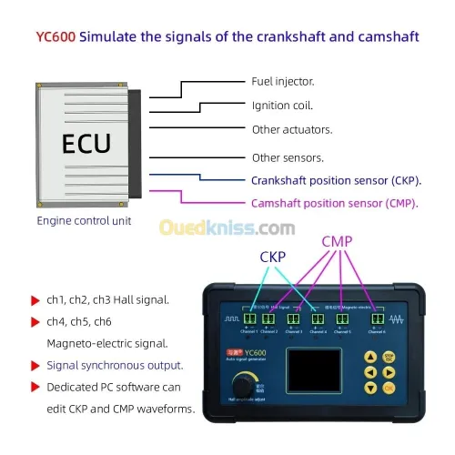 YC600 générateur de Signal automatique à Six canaux ECU testeur d'entretien informatique vilebrequin arbre à cames moto CKP CMP simulateur de Signal