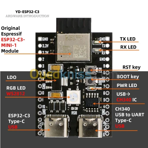 carte de développement ESP32-C3 Dual USB arduino
