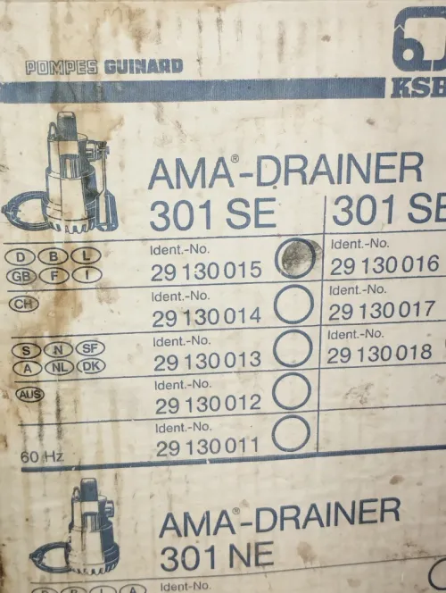 Pompe vide-cave KSB GUINARD état neuve jamais utilisée 