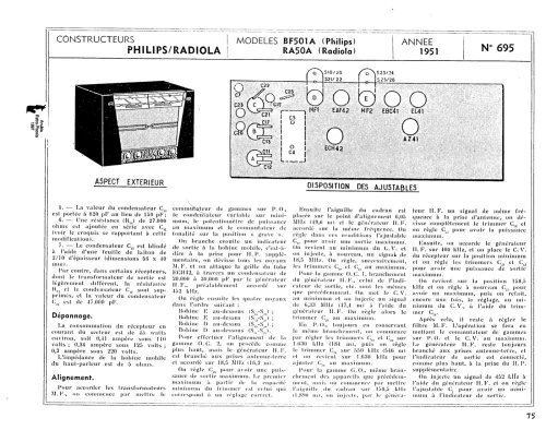 Poste Radio TSF Philips BF501A  de 1951 en bois 