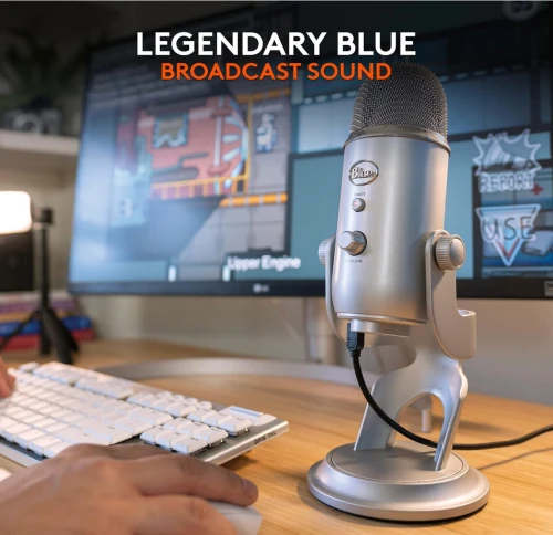 Microphone USB Blue Yeti, Microphone for Recording, Streaming, Gaming, Podcasting; LOGITECH