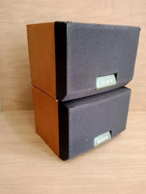 Paire d'Enceintes Sony Bibliothèque Vintage Effet Bois (pour Mini-Chaîne Hi-Fi)