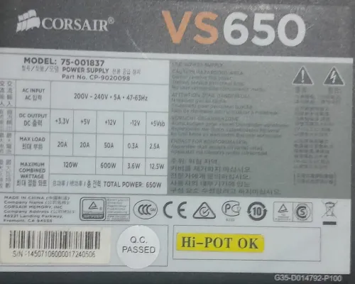 Alimentation corsair 650w