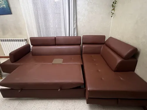 Salon moderne L Modulable en Simili-cuir Marron  Très bon état