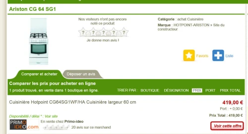 Particulier vend cuisinière en inox  avec  four  de marque Ariston  très peu utilisée