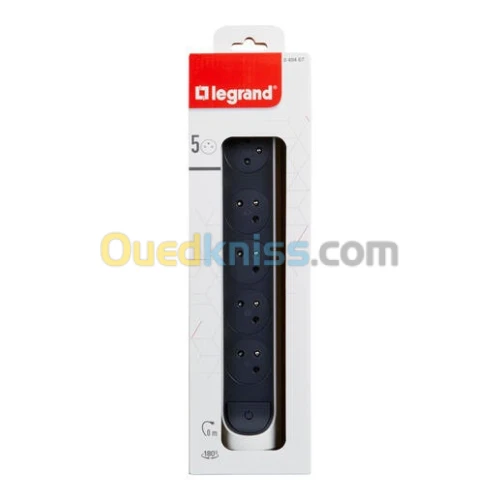 Rallonge multiprise rotative avec 5 prises de courant Surface et interrupteur à câbler  noir 