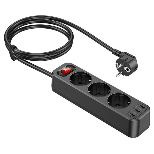 Multiprise HOCO NS2 3 Prises EU 4000W | 3 USB 2.4A 1.8m