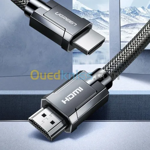 Cable HDMI  Ugreen-Fil Rond HD135 8K HDMI2.1 HD, 48Gbps, 1m gray (HD135)  Alliage de zinc/PVC